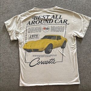 Chemistry Cream Short Sleeve Tee with Retro Corvette Design